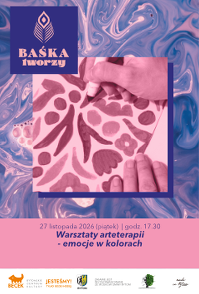 Plakat wydarzenia: BAŚKA tworzy: Warsztaty arteterapii – emocje w kolorach 
