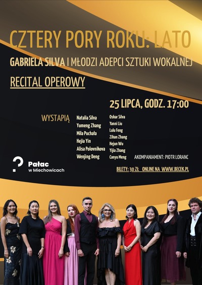 Plakat wydarzenia:  Cztery Pory Roku: LATO – Gabriela Silva i młodzi adepci sztuki wokalnej w Pałacu w Miechowicach 