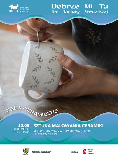 Plakat wydarzenia:  FALA CERAMICZNA – Sztuka malowania ceramiki: warsztaty 