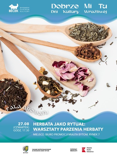 Plakat wydarzenia:  FALA AROMATU – Herbata jako rytuał: warsztaty parzenia herbaty 