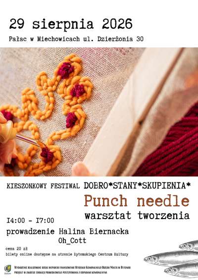 Plakat wydarzenia:  PUNCH NEEDLE. Warsztat tworzenia | Halina Biernacka OH_COTT 